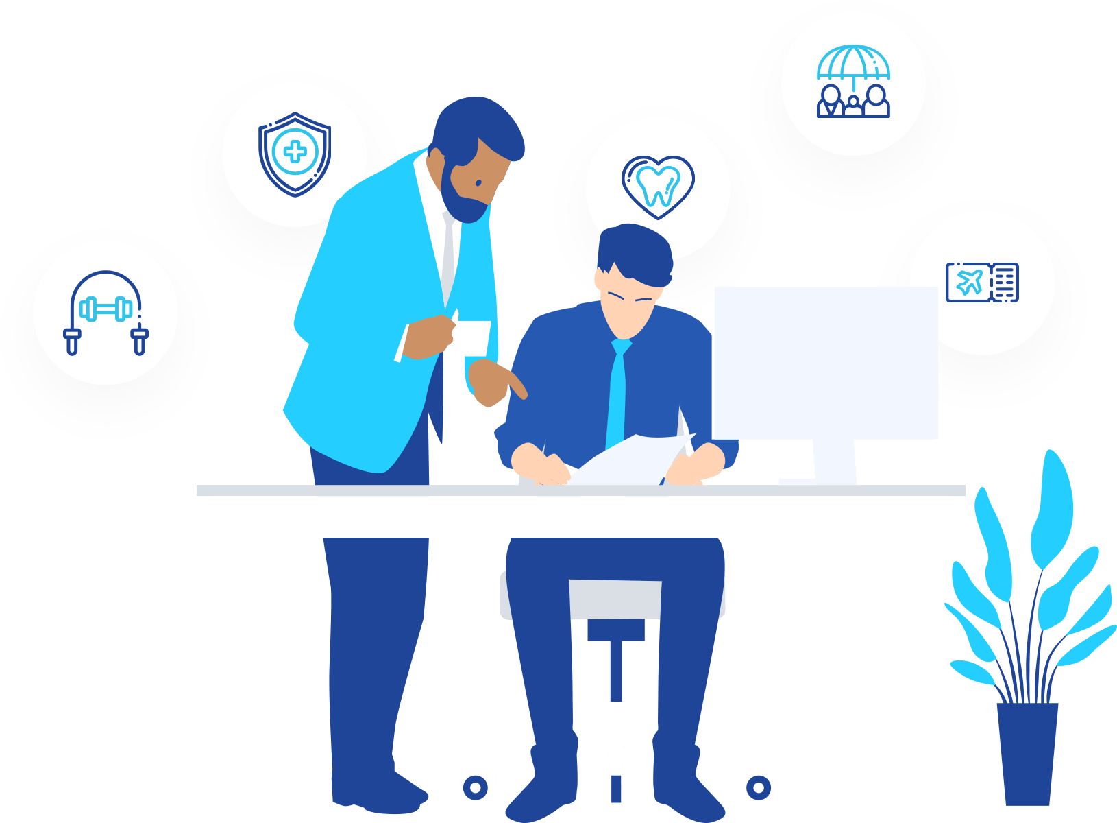 illustration of two people working