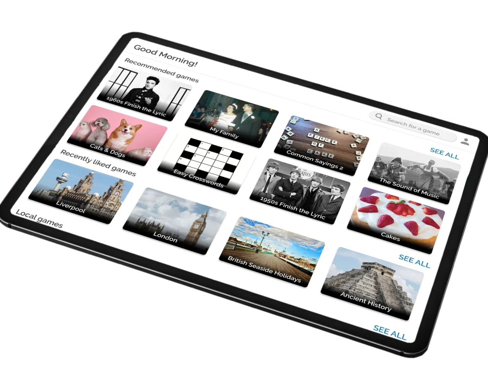 memory lane games screen